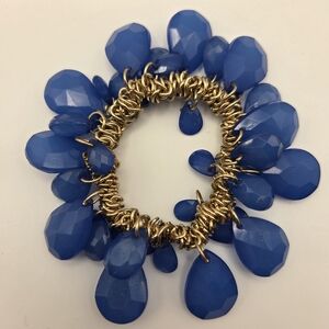 Elegant Blue and Gold Stretch Women's Bracelet